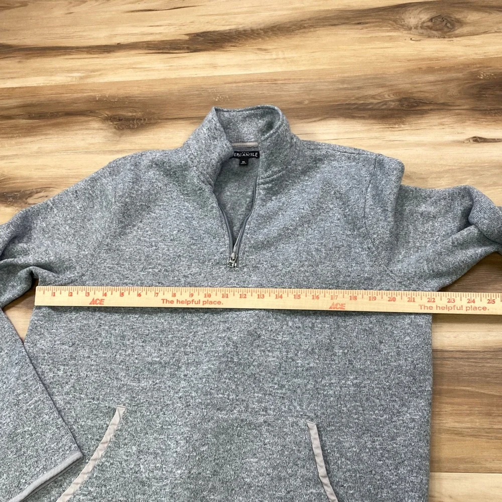 J. Crew Mercantile Fleece Pullover Mens XL Classic 1/4 Zip Polyester Grey